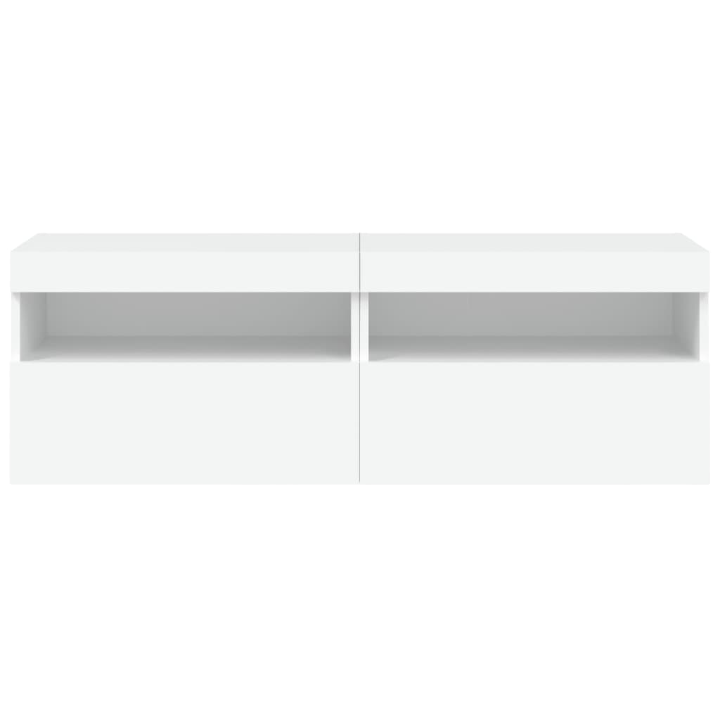vidaXL TV Wall Cabinets with LED Lights 2 pcs White 60x30x40 cm
