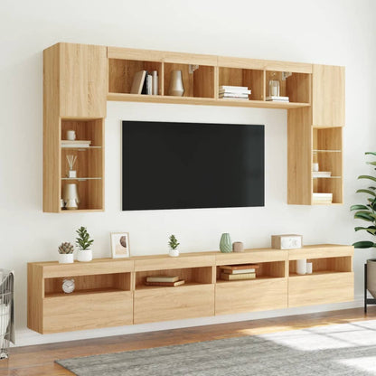 vidaXL TV Wall Cabinet with LED Lights Sonoma Oak 60x30x40 cm