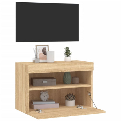 vidaXL TV Wall Cabinet with LED Lights Sonoma Oak 60x30x40 cm