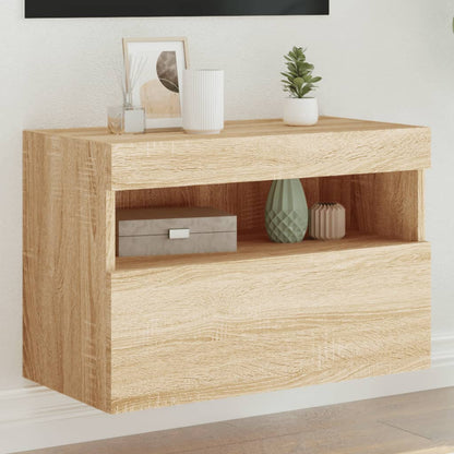 vidaXL TV Wall Cabinet with LED Lights Sonoma Oak 60x30x40 cm