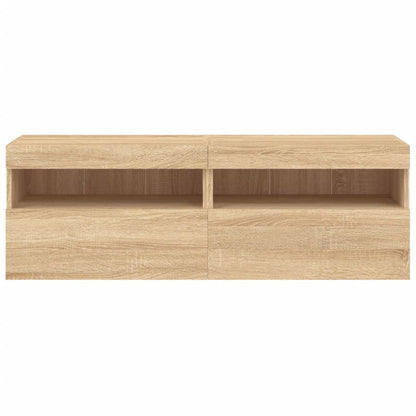 vidaXL TV Wall Cabinets with LED Lights 2 pcs Sonoma Oak 60x30x40 cm