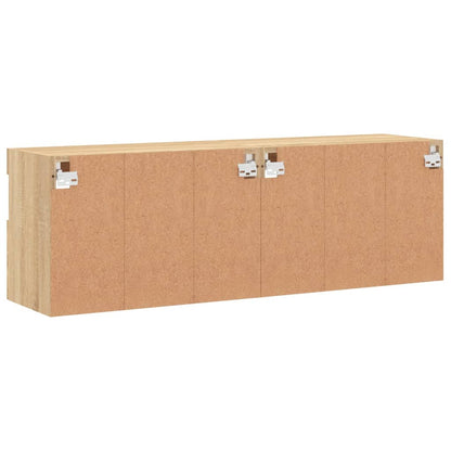 vidaXL TV Wall Cabinets with LED Lights 2 pcs Sonoma Oak 60x30x40 cm