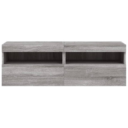 vidaXL TV Wall Cabinets with LED Lights 2 pcs Grey Sonoma 60x30x40 cm