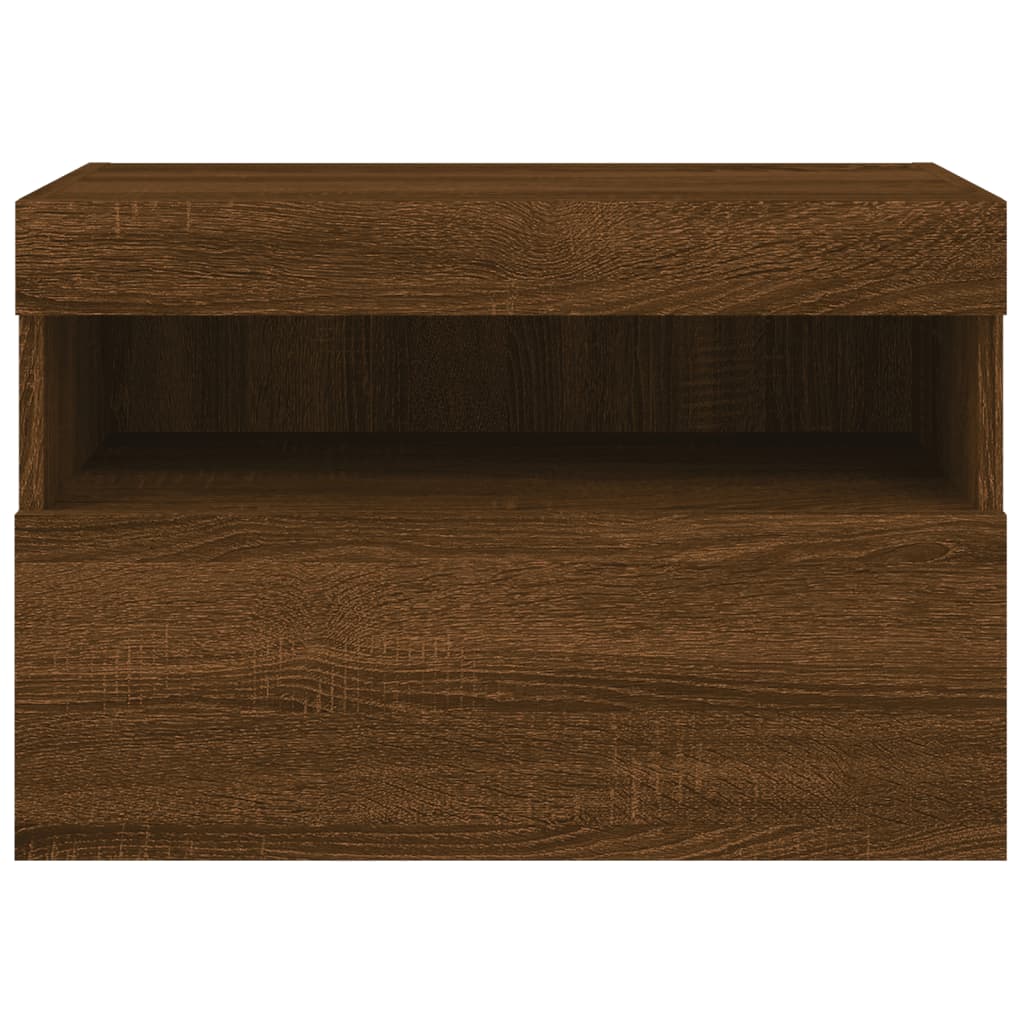 vidaXL TV Wall Cabinet with LED Lights Brown Oak 60x30x40 cm