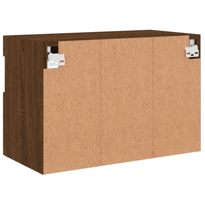 vidaXL TV Wall Cabinet with LED Lights Brown Oak 60x30x40 cm