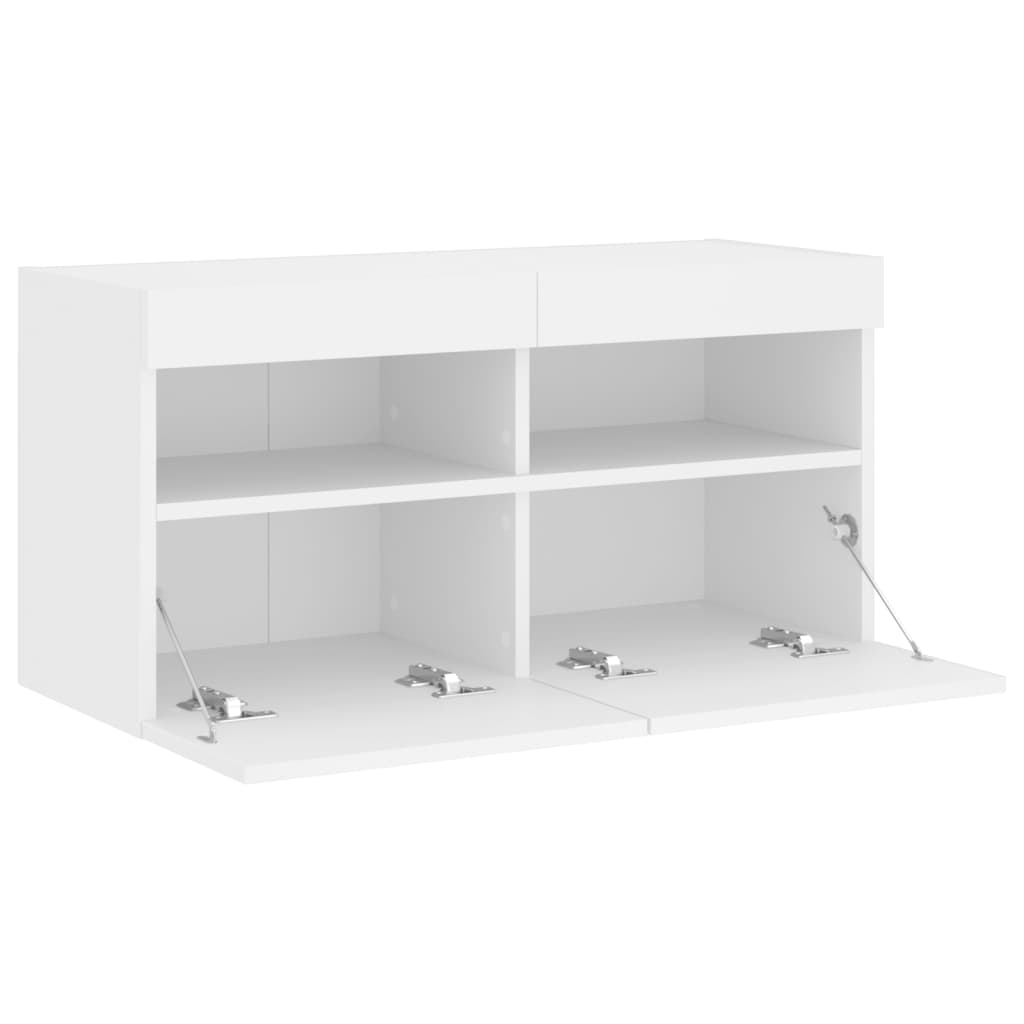 vidaXL TV Wall Cabinet with LED Lights White 80x30x40 cm