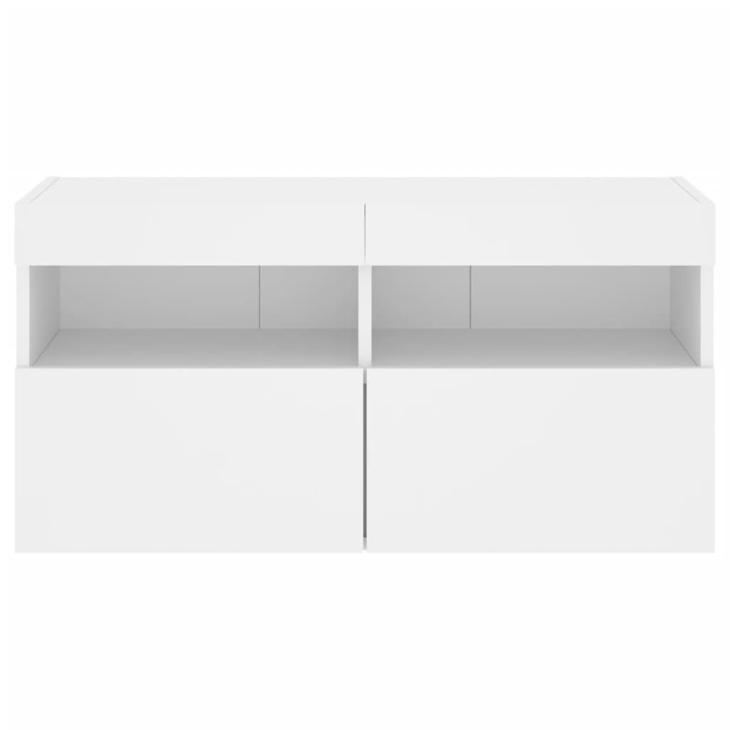 vidaXL TV Wall Cabinet with LED Lights White 80x30x40 cm