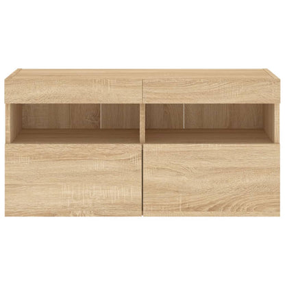 vidaXL TV Wall Cabinet with LED Lights Sonoma Oak 80x30x40 cm