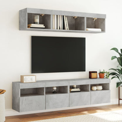 vidaXL TV Wall Cabinet with LED Lights Concrete Grey 80x30x40 cm