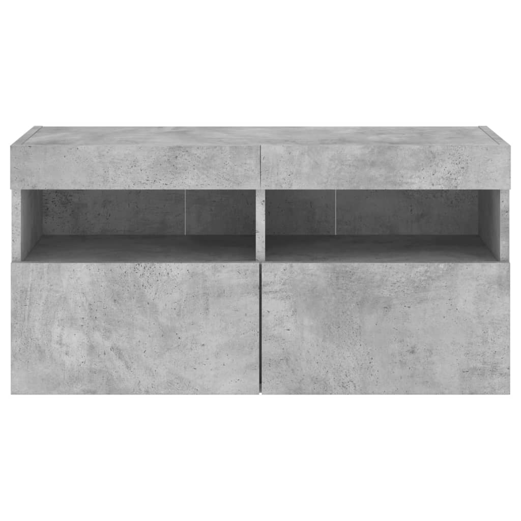 vidaXL TV Wall Cabinet with LED Lights Concrete Grey 80x30x40 cm