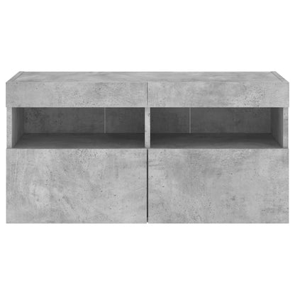 vidaXL TV Wall Cabinet with LED Lights Concrete Grey 80x30x40 cm