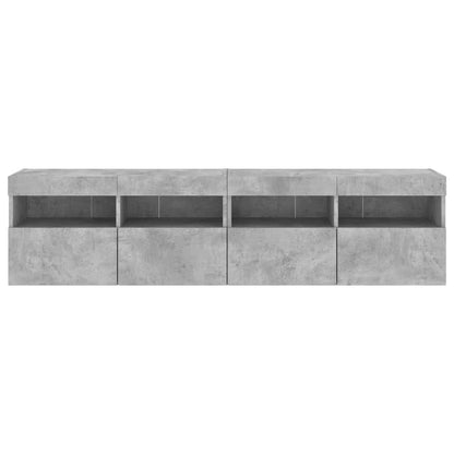vidaXL TV Wall Cabinets with LED Lights 2 pcs Concrete Grey 80x30x40 cm