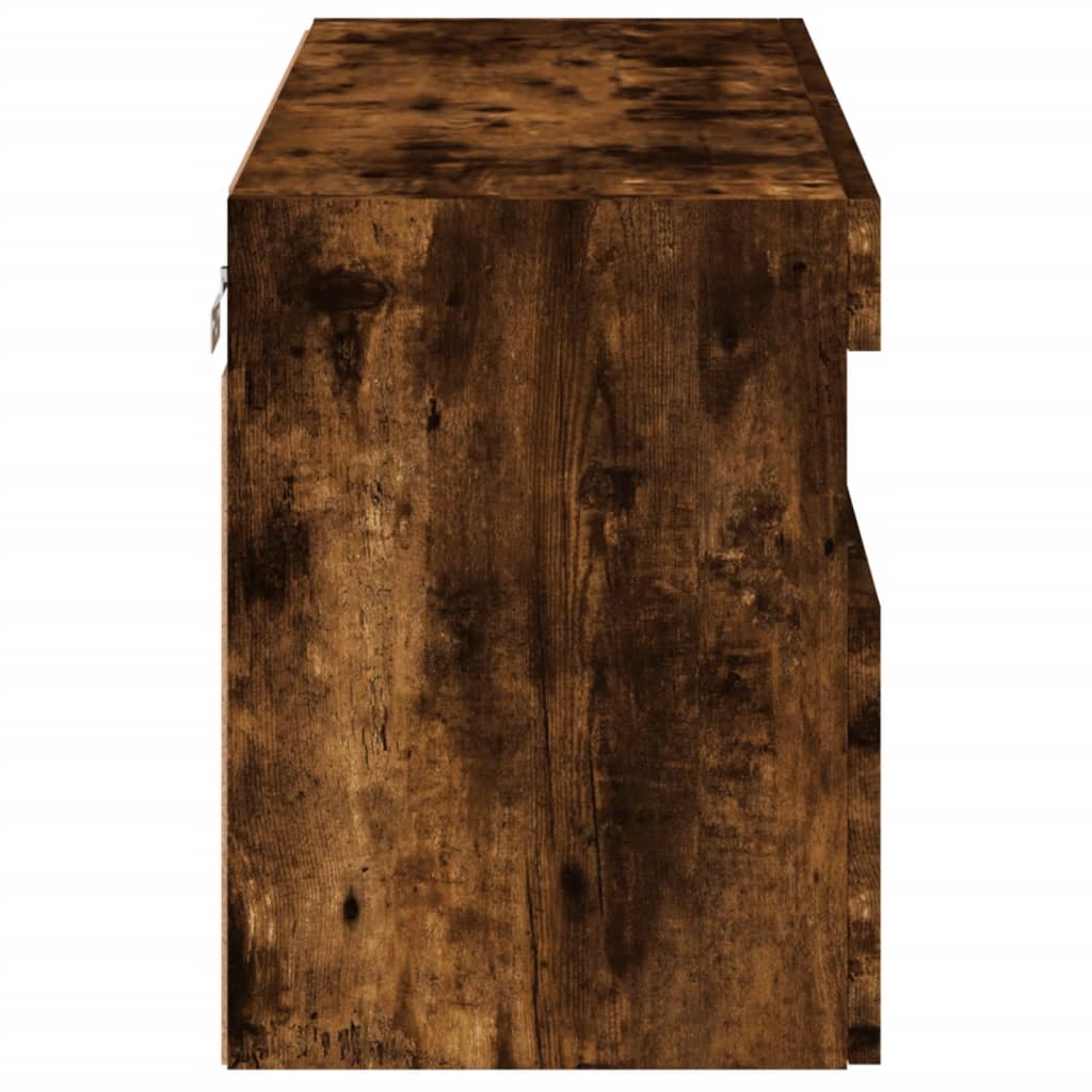 vidaXL TV Wall Cabinet with LED Lights Smoked Oak 80x30x40 cm