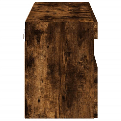 vidaXL TV Wall Cabinet with LED Lights Smoked Oak 80x30x40 cm
