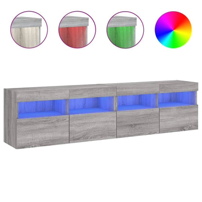vidaXL TV Wall Cabinets with LED Lights 2 pcs Grey Sonoma 80x30x40 cm