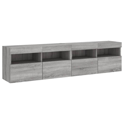 vidaXL TV Wall Cabinets with LED Lights 2 pcs Grey Sonoma 80x30x40 cm