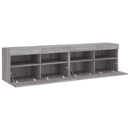 vidaXL TV Wall Cabinets with LED Lights 2 pcs Grey Sonoma 80x30x40 cm
