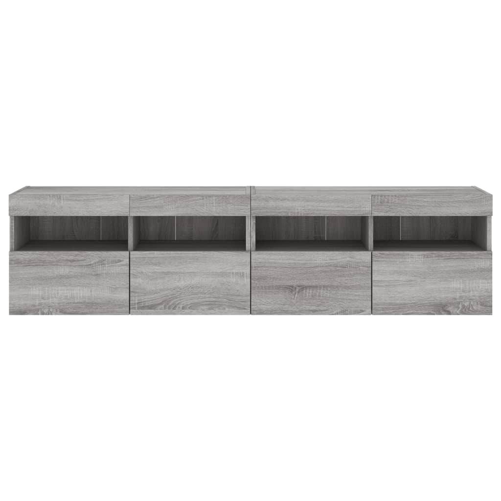 vidaXL TV Wall Cabinets with LED Lights 2 pcs Grey Sonoma 80x30x40 cm