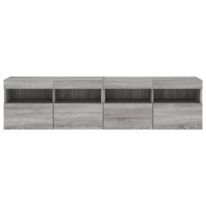 vidaXL TV Wall Cabinets with LED Lights 2 pcs Grey Sonoma 80x30x40 cm