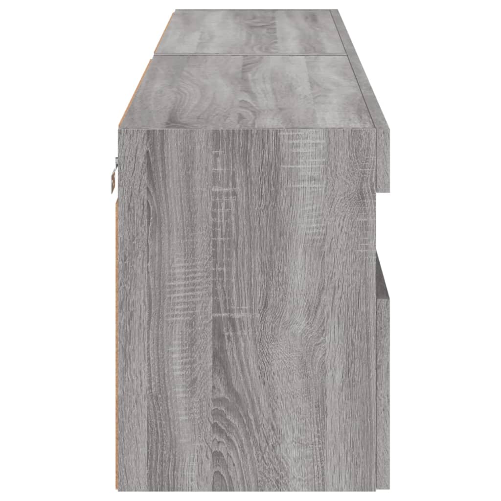vidaXL TV Wall Cabinets with LED Lights 2 pcs Grey Sonoma 80x30x40 cm
