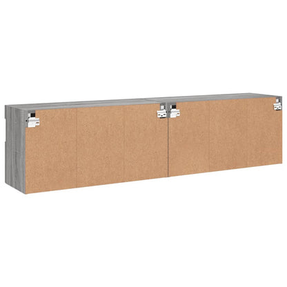 vidaXL TV Wall Cabinets with LED Lights 2 pcs Grey Sonoma 80x30x40 cm