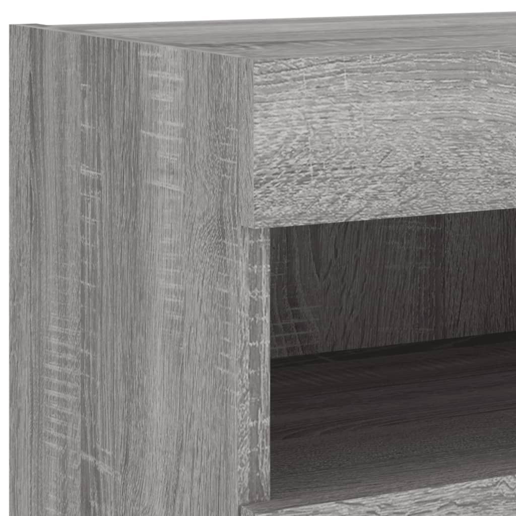 vidaXL TV Wall Cabinets with LED Lights 2 pcs Grey Sonoma 80x30x40 cm