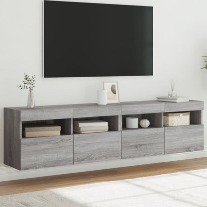 vidaXL TV Wall Cabinets with LED Lights 2 pcs Grey Sonoma 80x30x40 cm