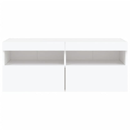 vidaXL TV Wall Cabinet with LED Lights White 100x30x40 cm