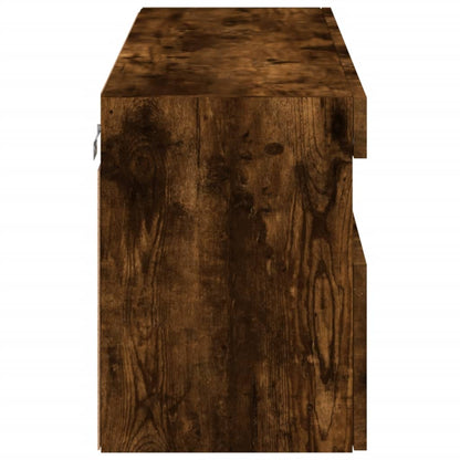 vidaXL TV Wall Cabinet with LED Lights Smoked Oak 100x30x40 cm