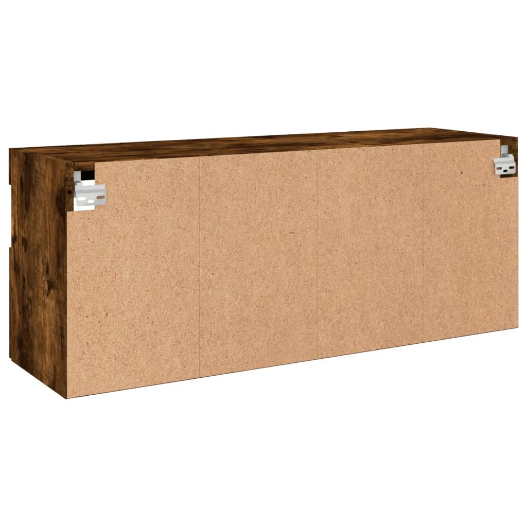 vidaXL TV Wall Cabinet with LED Lights Smoked Oak 100x30x40 cm