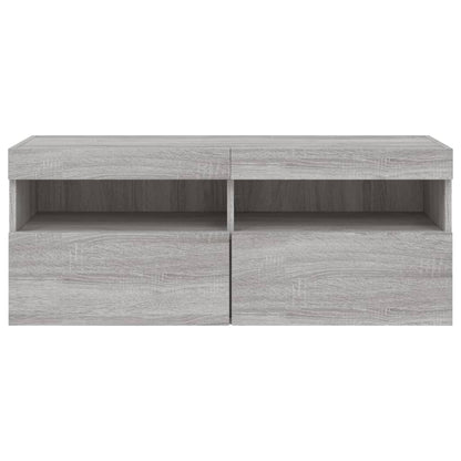 vidaXL TV Wall Cabinet with LED Lights Grey Sonoma 100x30x40 cm