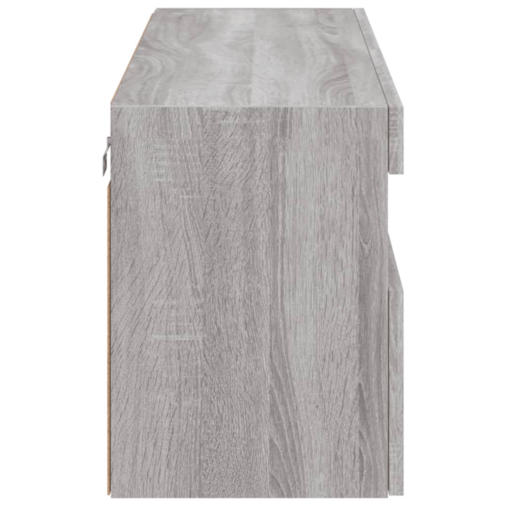 vidaXL TV Wall Cabinet with LED Lights Grey Sonoma 100x30x40 cm