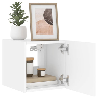 vidaXL TV Wall Cabinet with LED Lights White 30.5x35x30 cm