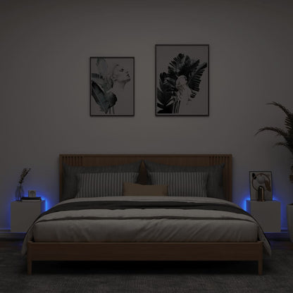 vidaXL TV Wall Cabinets with LED Lights 2 pcs White 30.5x35x30 cm