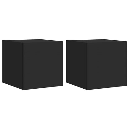 vidaXL TV Wall Cabinets with LED Lights 2 pcs Black 30.5x35x30 cm