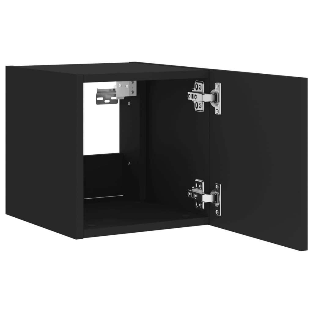 vidaXL TV Wall Cabinets with LED Lights 2 pcs Black 30.5x35x30 cm