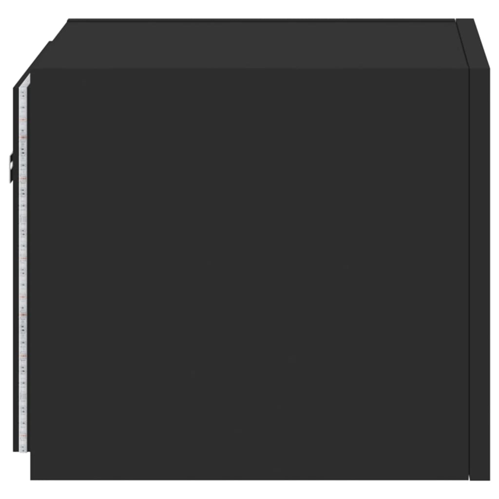 vidaXL TV Wall Cabinets with LED Lights 2 pcs Black 30.5x35x30 cm