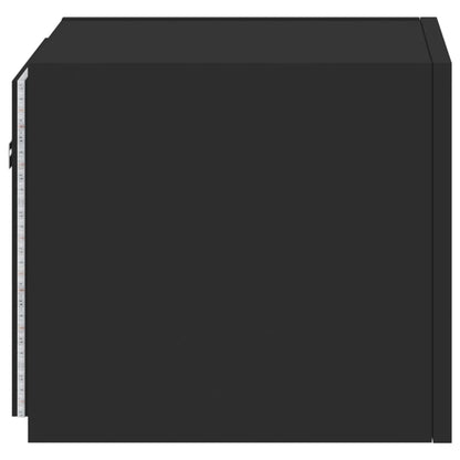 vidaXL TV Wall Cabinets with LED Lights 2 pcs Black 30.5x35x30 cm