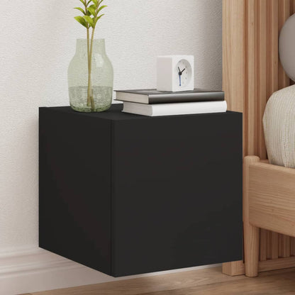 vidaXL TV Wall Cabinets with LED Lights 2 pcs Black 30.5x35x30 cm