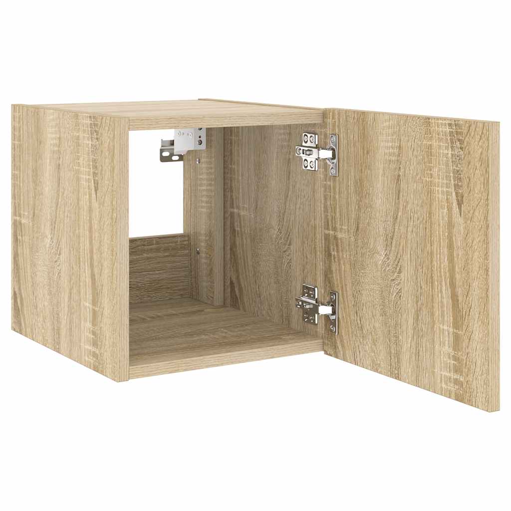vidaXL TV Wall Cabinet with LED Lights Sonoma Oak 30.5x35x30 cm