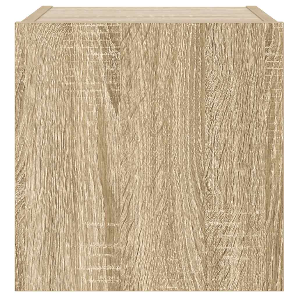 vidaXL TV Wall Cabinet with LED Lights Sonoma Oak 30.5x35x30 cm