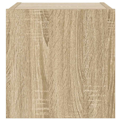 vidaXL TV Wall Cabinet with LED Lights Sonoma Oak 30.5x35x30 cm