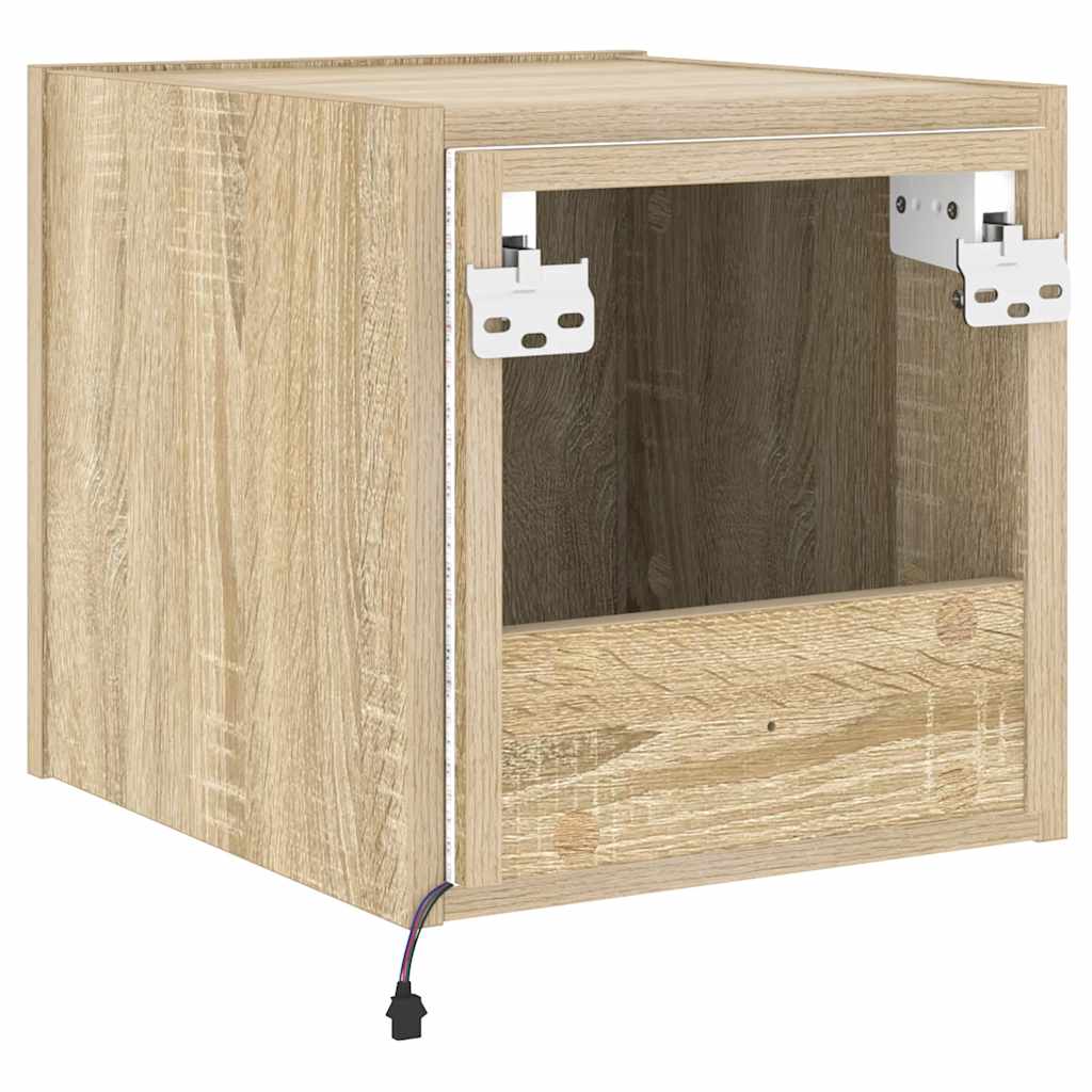 vidaXL TV Wall Cabinets with LED Lights 2 pcs Sonoma Oak 30,5x35x30 cm