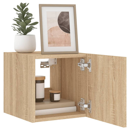 vidaXL TV Wall Cabinets with LED Lights 2 pcs Sonoma Oak 30.5x35x30 cm