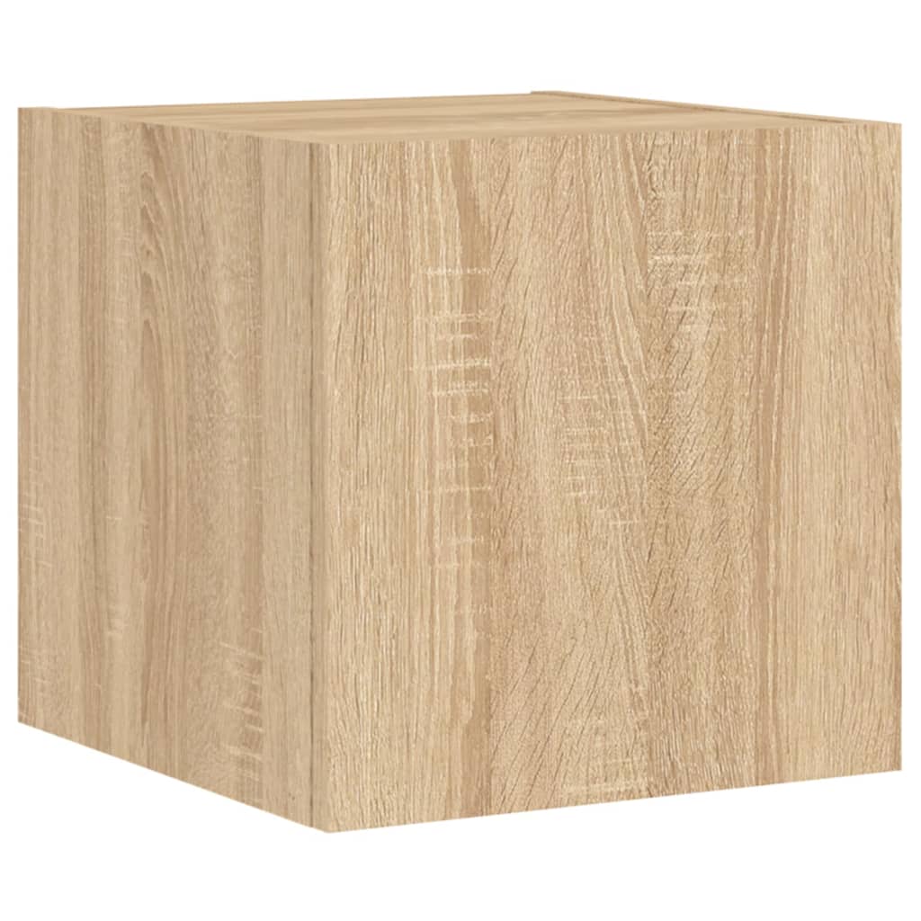 vidaXL TV Wall Cabinets with LED Lights 2 pcs Sonoma Oak 30.5x35x30 cm