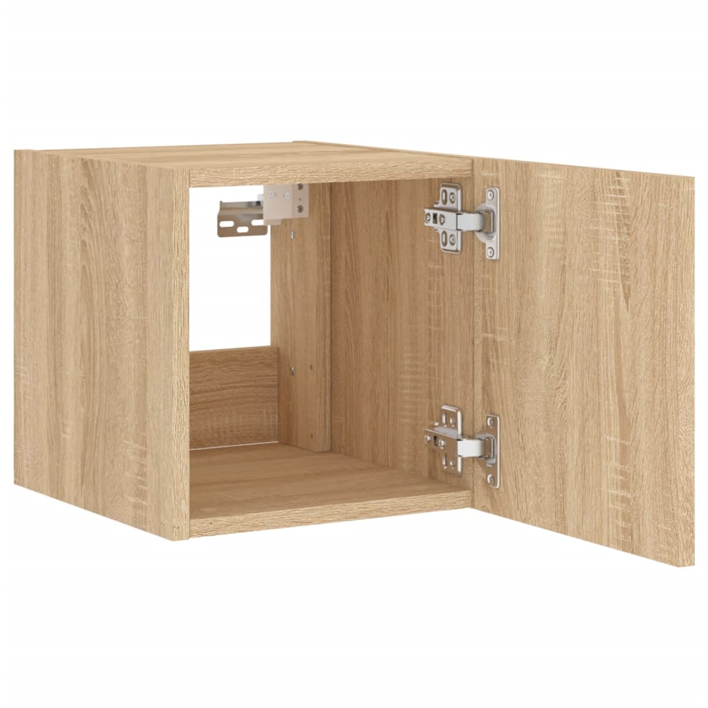 vidaXL TV Wall Cabinets with LED Lights 2 pcs Sonoma Oak 30.5x35x30 cm