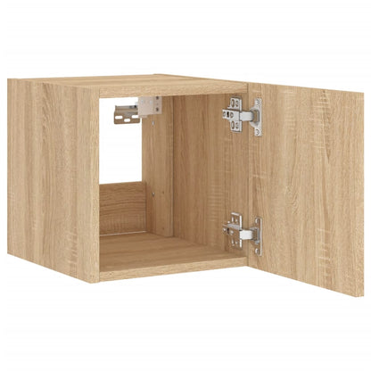 vidaXL TV Wall Cabinets with LED Lights 2 pcs Sonoma Oak 30.5x35x30 cm