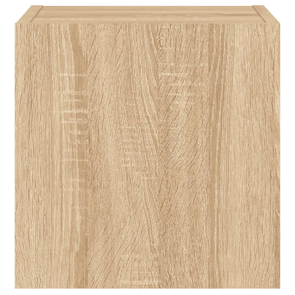 vidaXL TV Wall Cabinets with LED Lights 2 pcs Sonoma Oak 30.5x35x30 cm