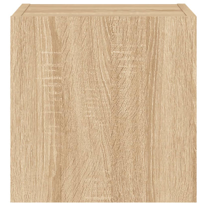 vidaXL TV Wall Cabinets with LED Lights 2 pcs Sonoma Oak 30.5x35x30 cm