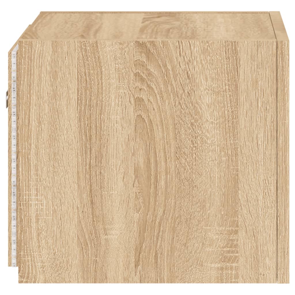 vidaXL TV Wall Cabinets with LED Lights 2 pcs Sonoma Oak 30.5x35x30 cm